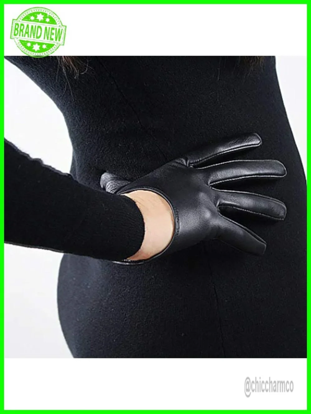 Half Palm Lambskin Leather Gloves Touchscreen Driving Party